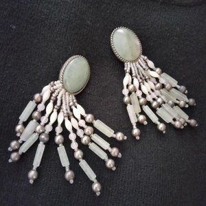 Mint Green Costume Jewelry clip earrings